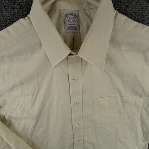 Brooks Brothers Cotton Long Sleeve Button Up Shirt 16.5 34 Yellow Regent Point